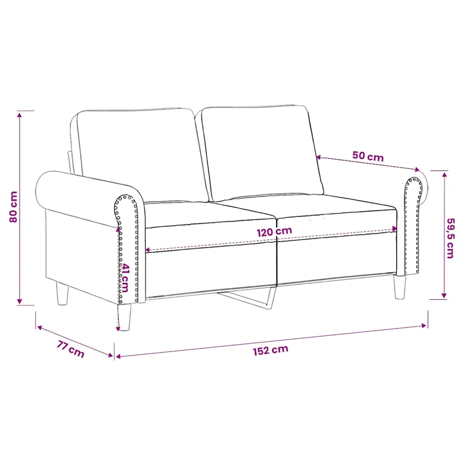 Canapé à 2 places Marron 120 cm Velours - 9