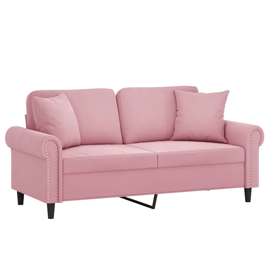 Canapé 2 places avec oreillers décoratifs rose 140 cm velours - 3
