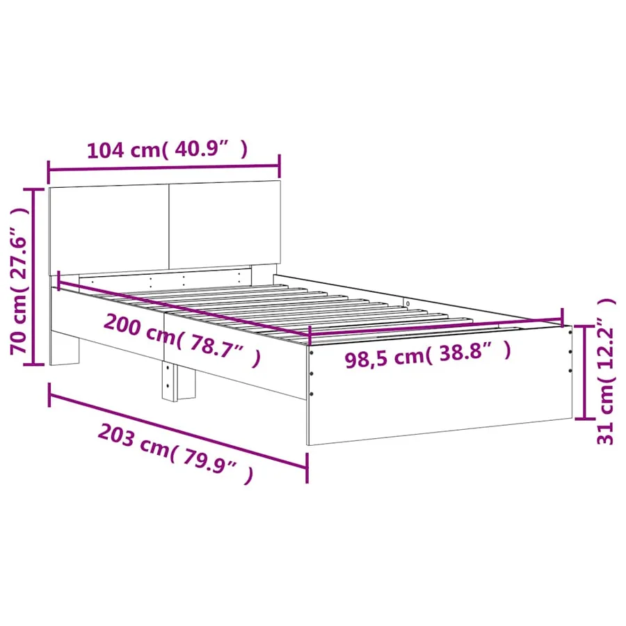Cadre de lit sans matelas avec lumières LED 100x200 cm - 15