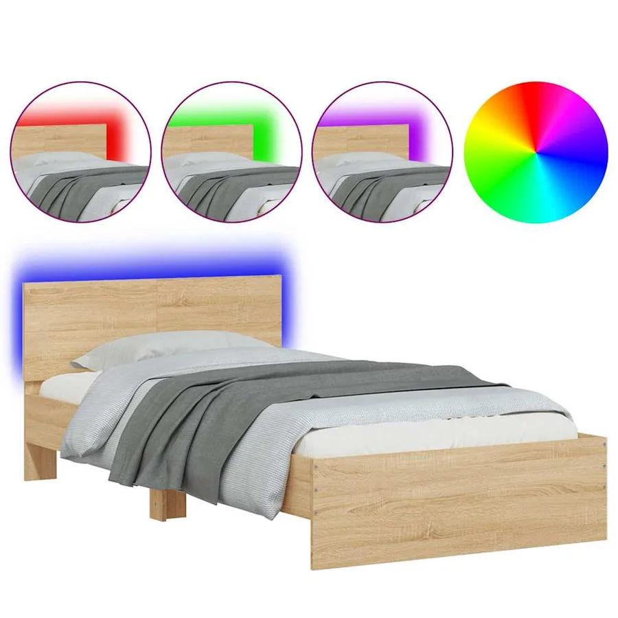 Cadre de lit sans matelas avec lumières LED 100x200 cm - 2