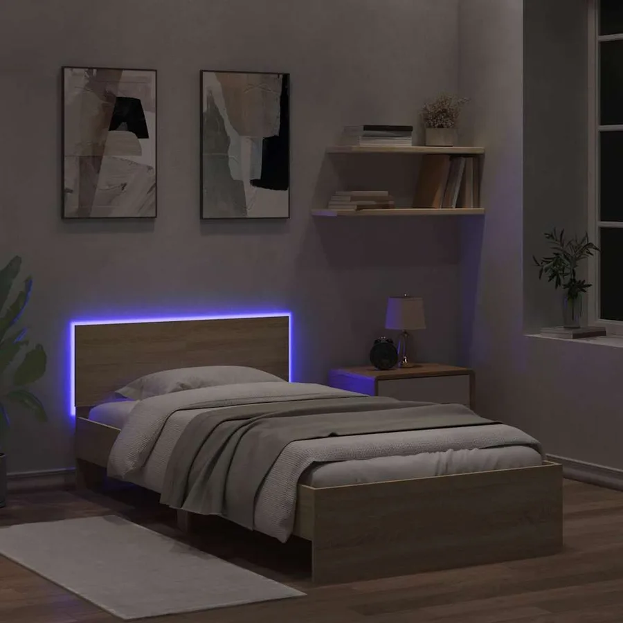Cadre de lit sans matelas avec lumières LED 100x200 cm - 5