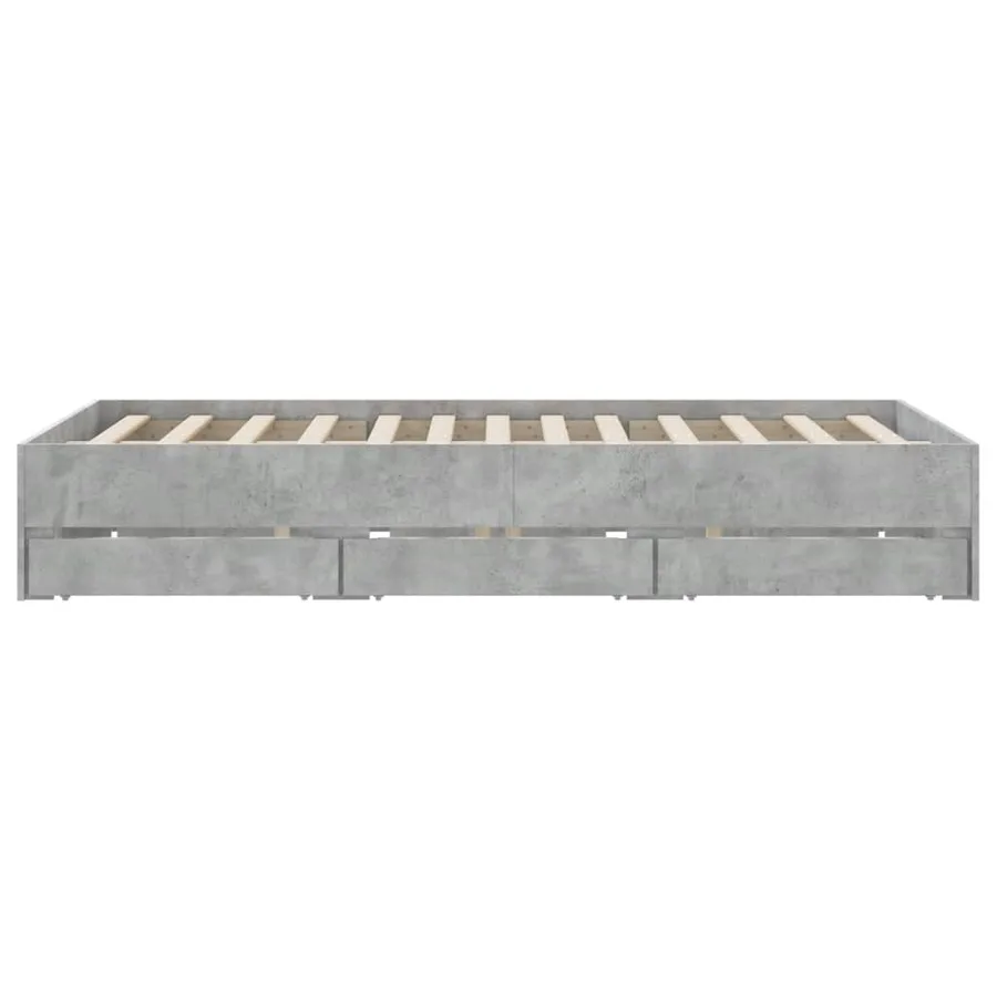 Cadre de lit avec tiroirs sans matelas gris béton 150x200 cm - 7