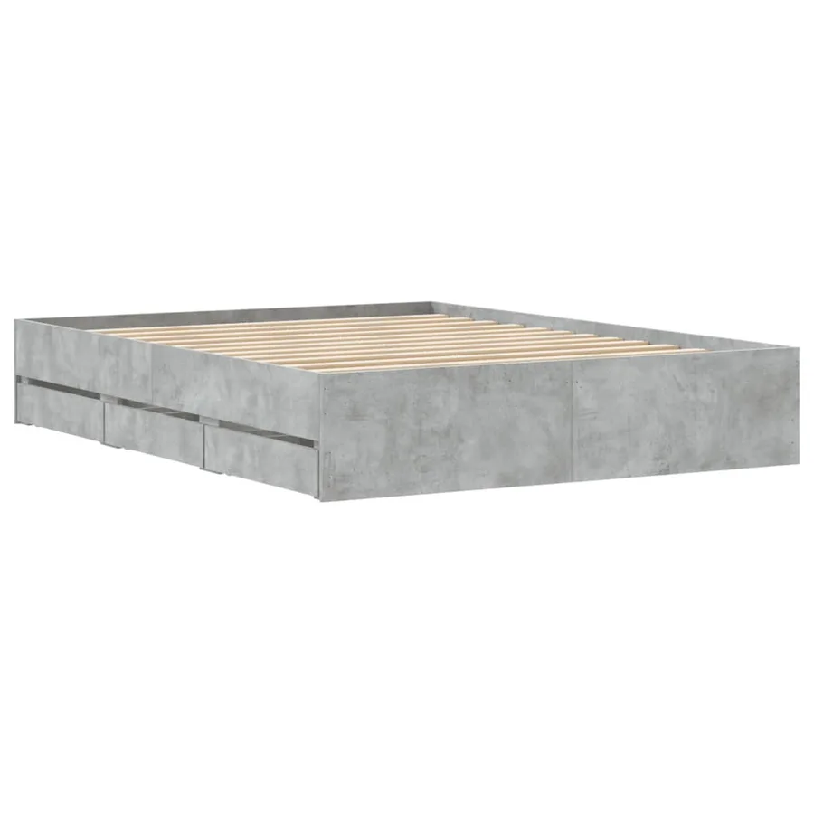 Cadre de lit avec tiroirs sans matelas gris béton 150x200 cm - 8