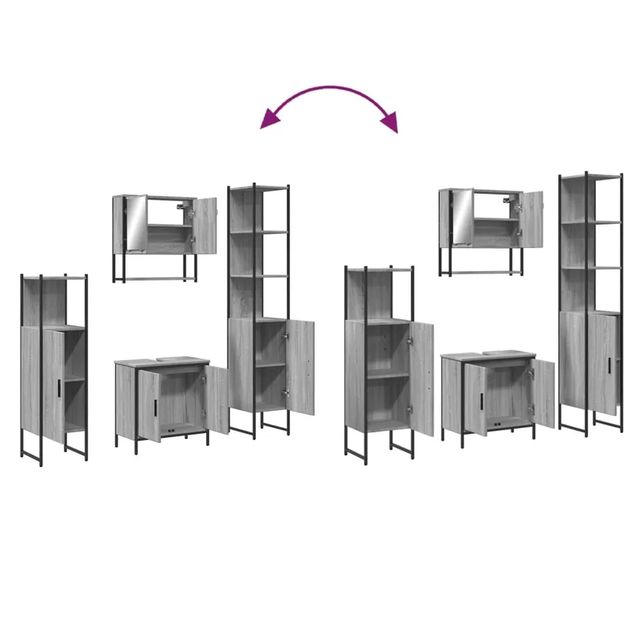 Ensemble de meubles de salle de bain 4 pcs Sonoma gris - 9