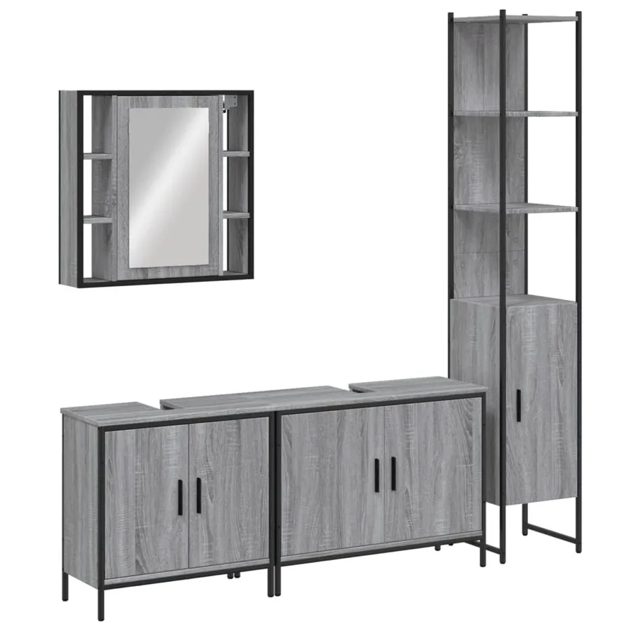 Ensemble d'armoires de salle de bain 4 pcs sonoma gris - 2