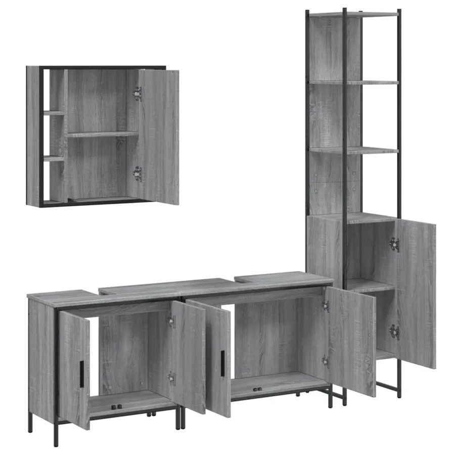 Ensemble d'armoires de salle de bain 4 pcs sonoma gris - 5