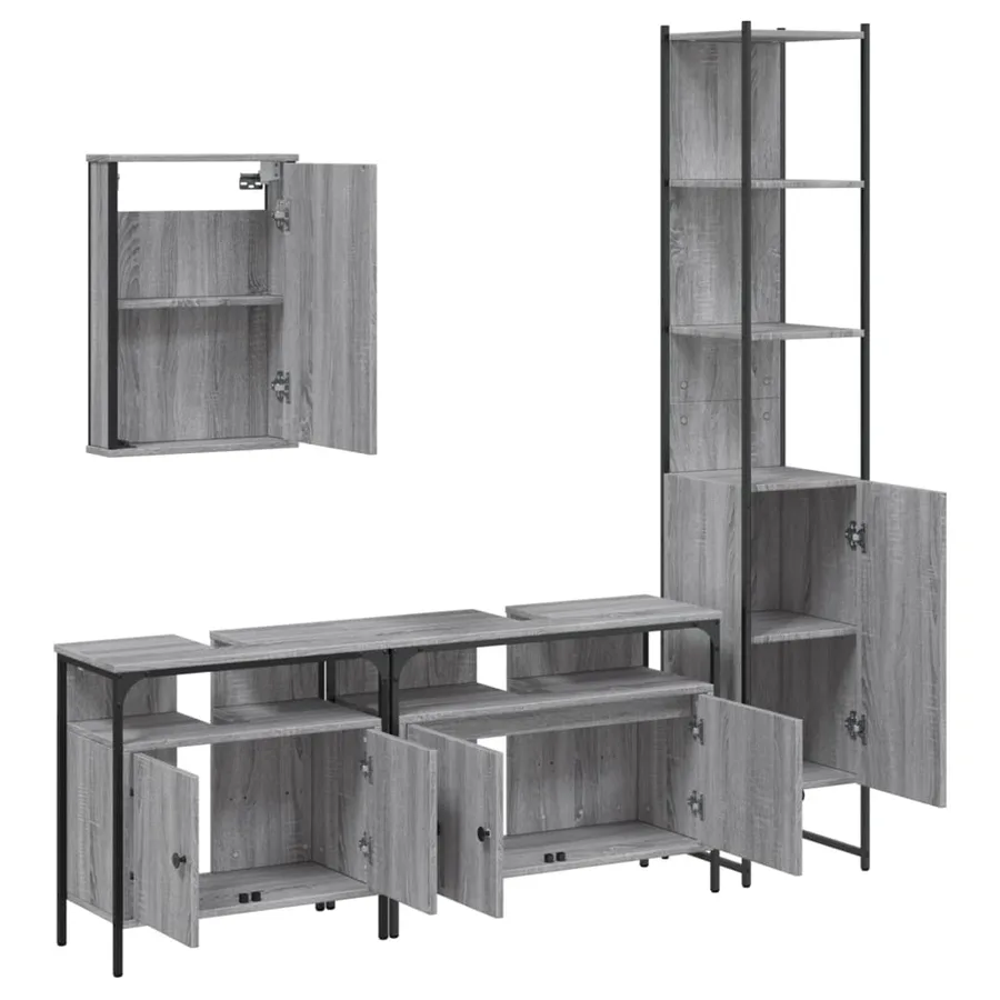 Ensemble de meubles de salle de bain 4 pcs Sonoma gris - 5
