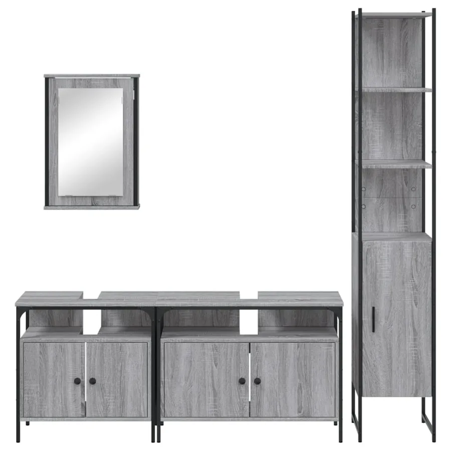 Ensemble de meubles de salle de bain 4 pcs Sonoma gris - 6