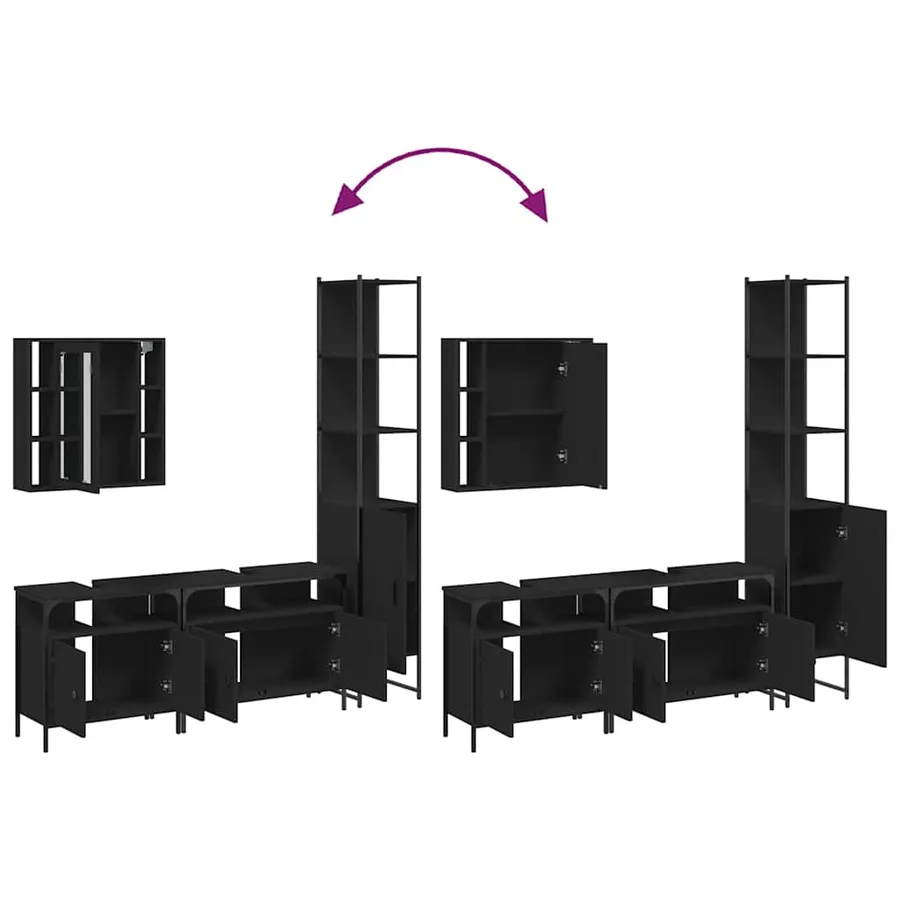 Ensemble d’armoires salle de bain 4 pcs noir bois d'ingénierie - 9