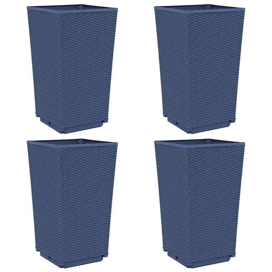 Jardinières 4 pcs bleu gris 32,5x32,5x57 cm PP - 2