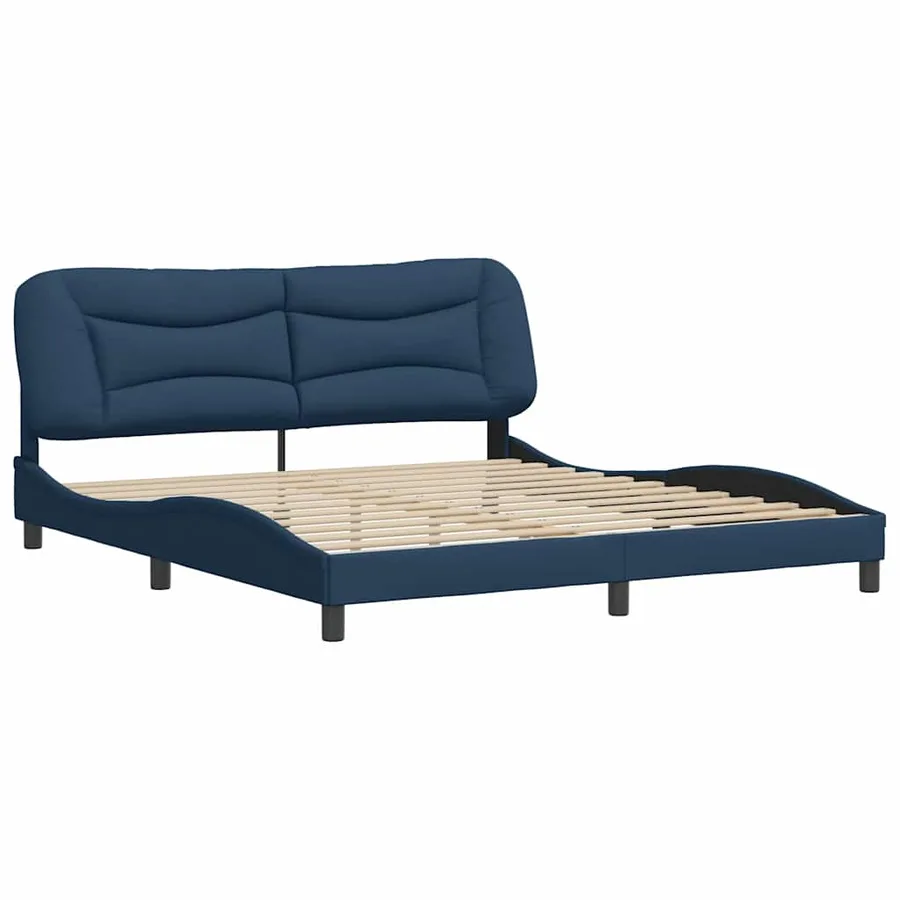 Cadre de lit sans matelas Hvar bleu 180x200 cm tissu - 3
