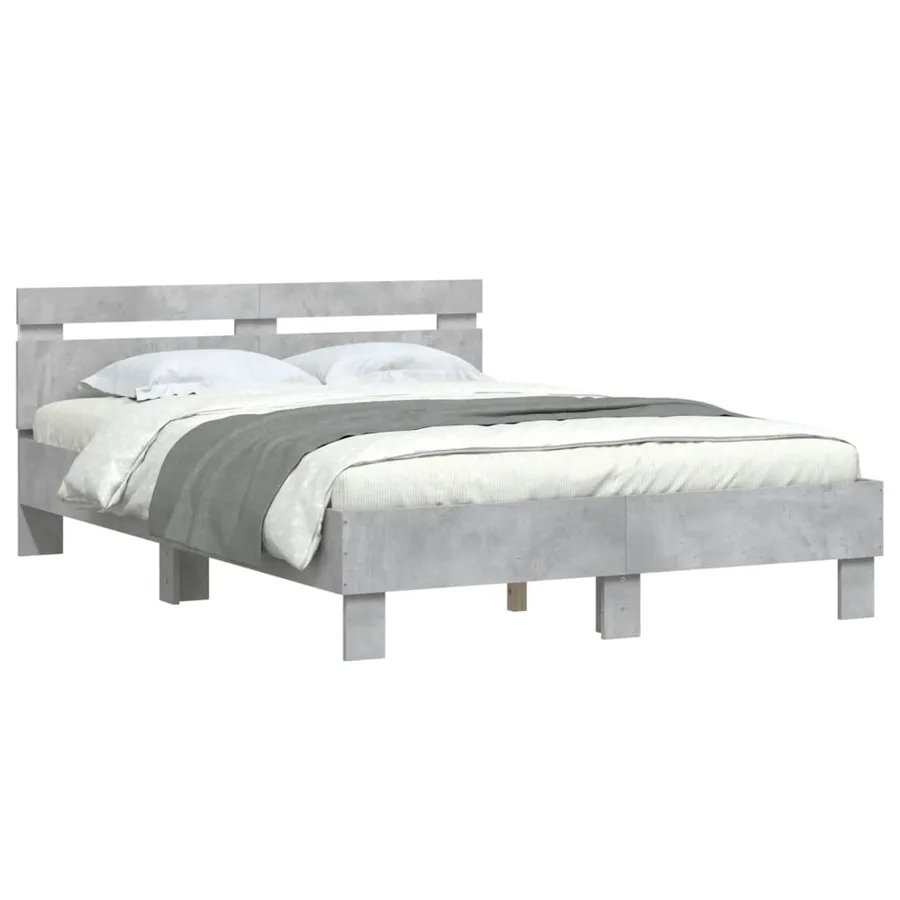 Cadre de lit avec LED sans matelas gris béton 135x190 cm - 3