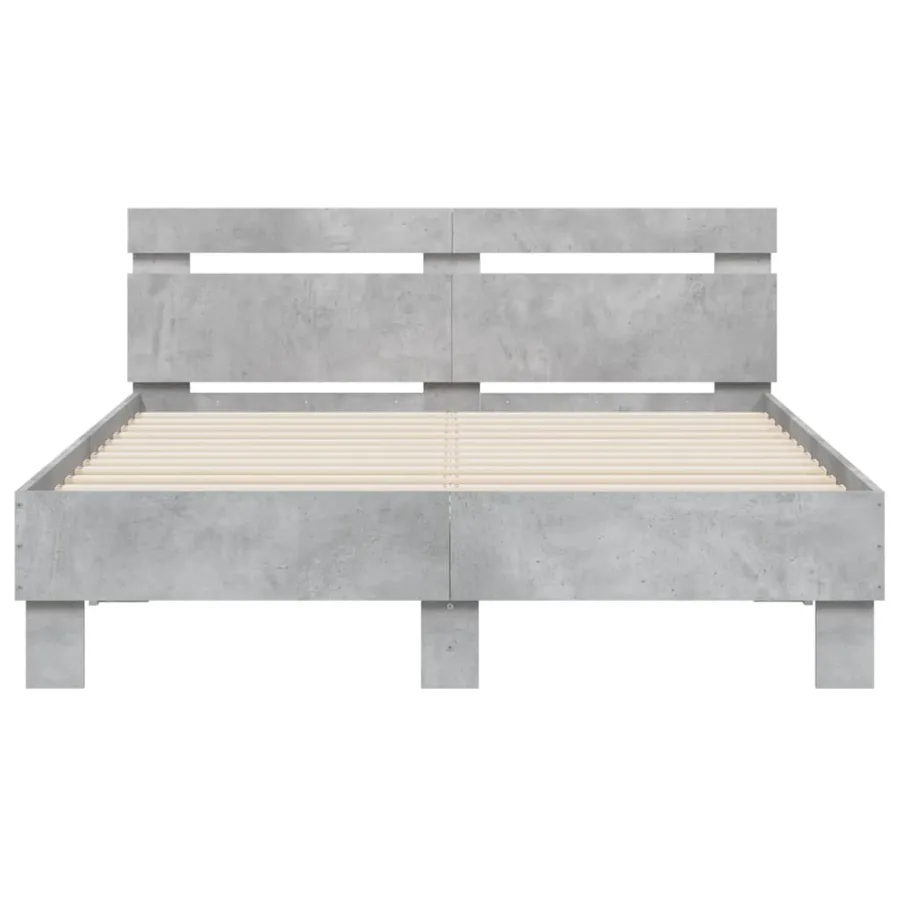 Cadre de lit avec LED sans matelas gris béton 135x190 cm - 7