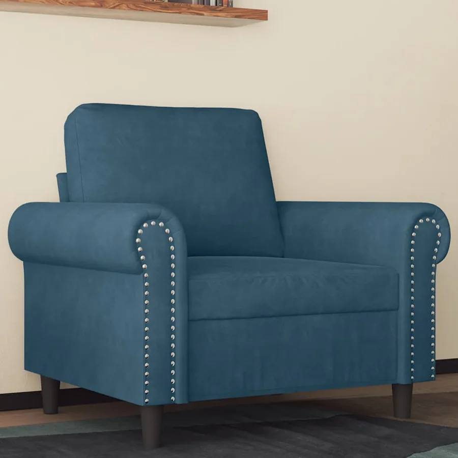 Fauteuil Bleu 60 cm Velours