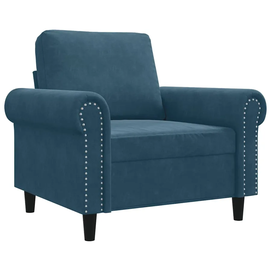 Fauteuil Bleu 60 cm Velours - 2