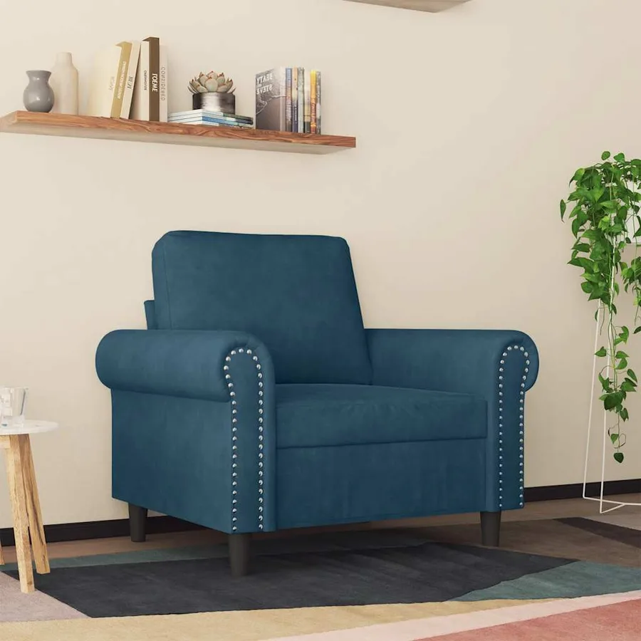 Fauteuil Bleu 60 cm Velours - 3