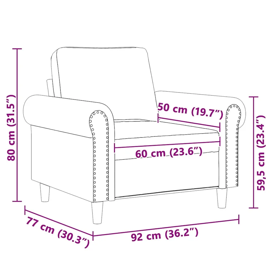 Fauteuil Bleu 60 cm Velours - 9