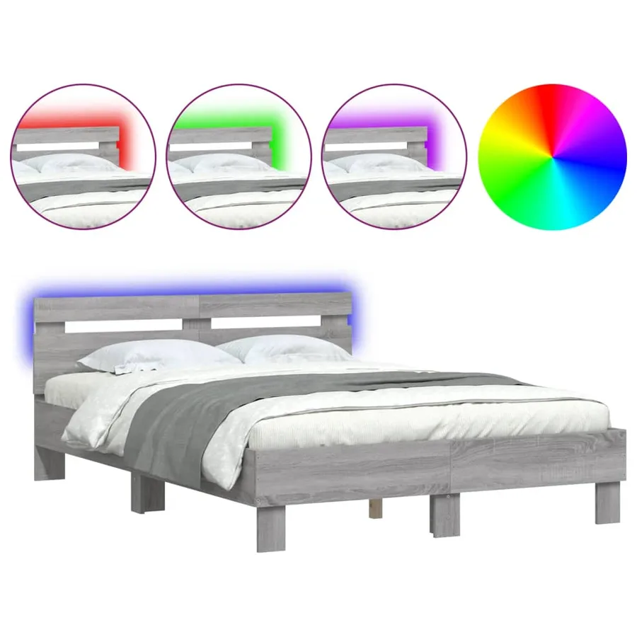 Cadre de lit avec LED sans matelas sonoma gris 120x190 cm - 2