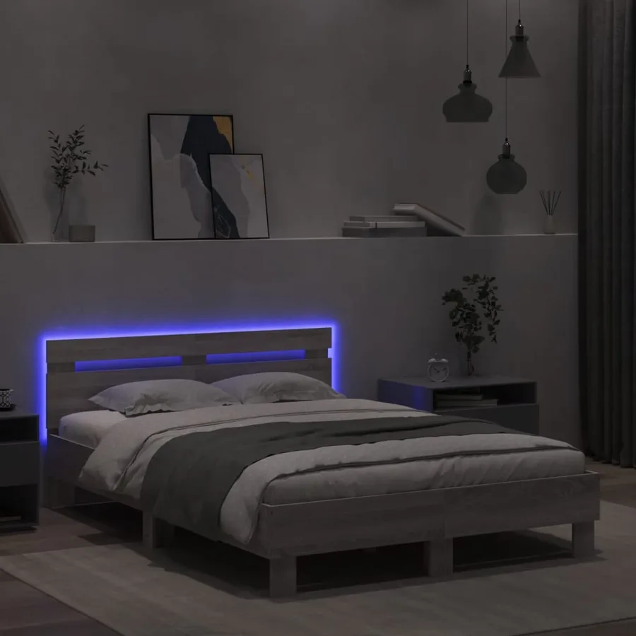 Cadre de lit avec LED sans matelas sonoma gris 120x190 cm - 4