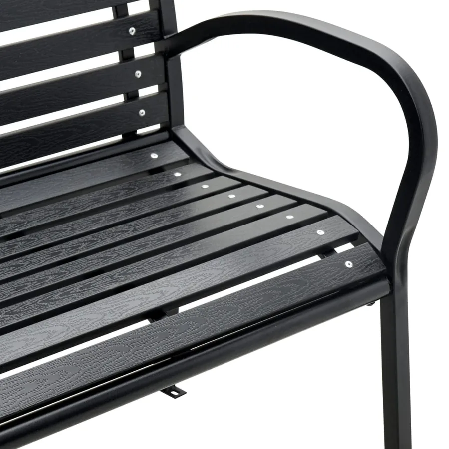 Banc double de jardin noir 231 cm acier et WPC - 7