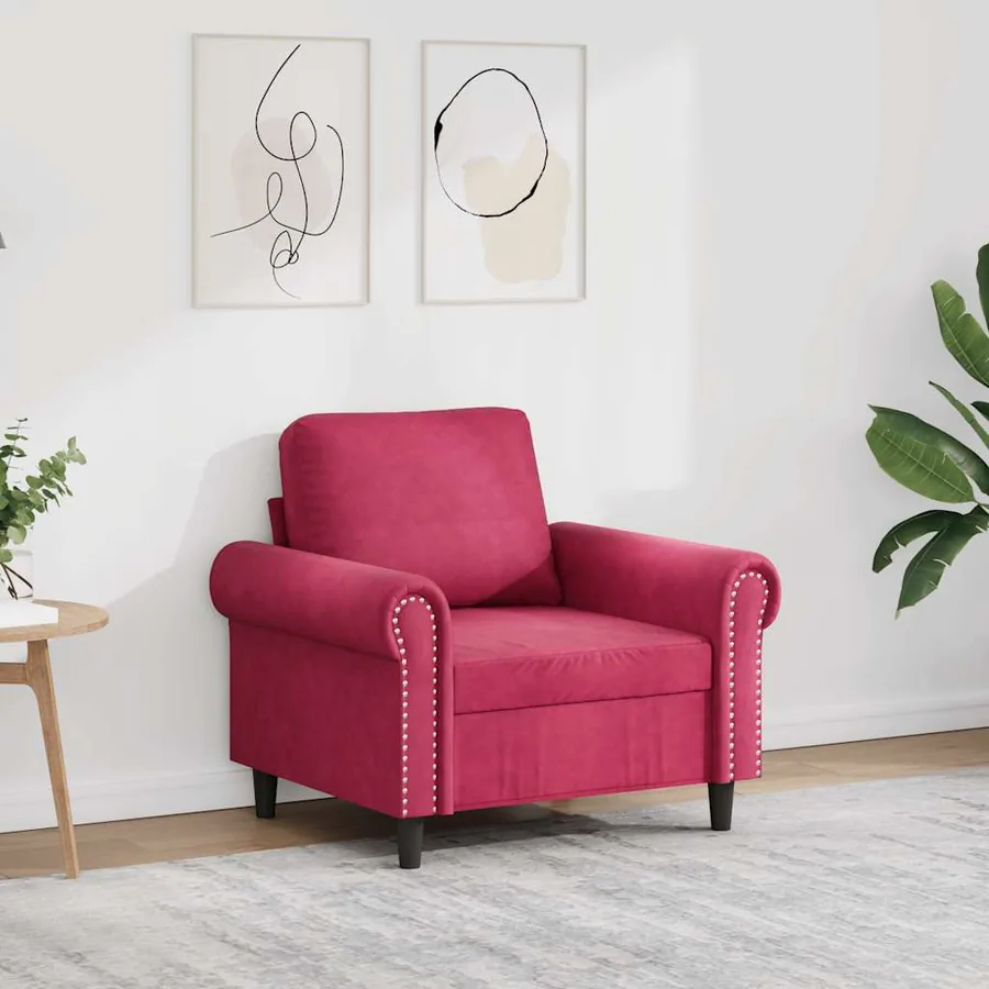 Fauteuil Rouge bordeaux 60 cm Velours