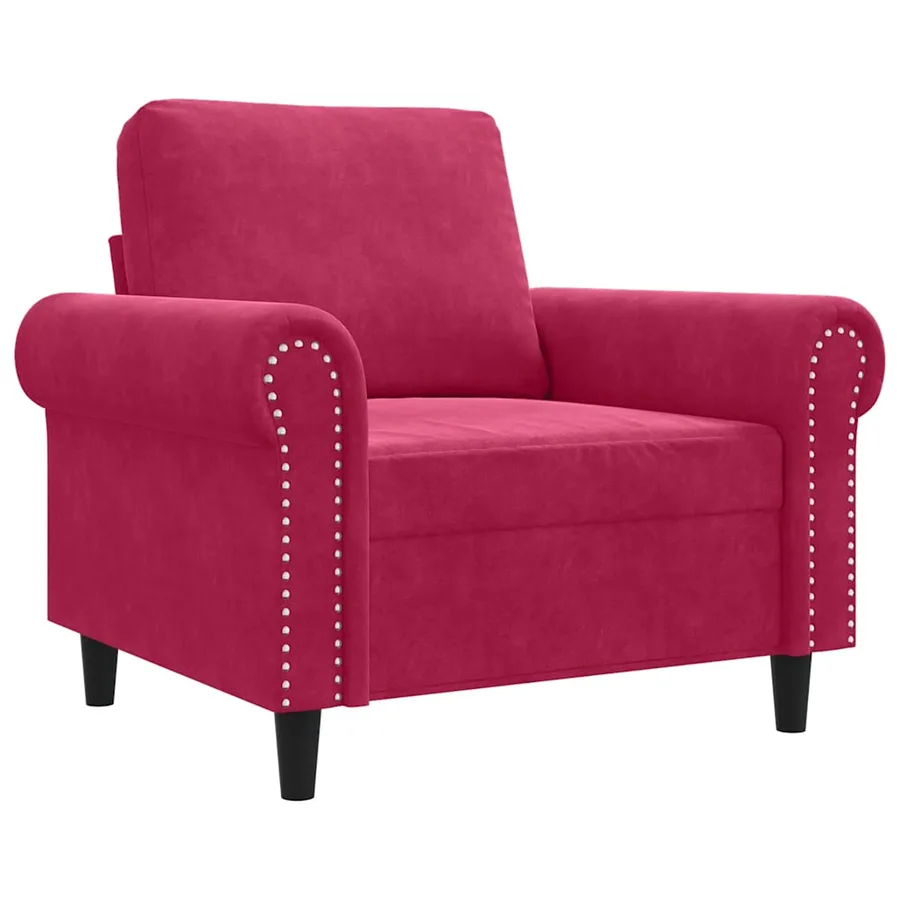 Fauteuil Rouge bordeaux 60 cm Velours - 2