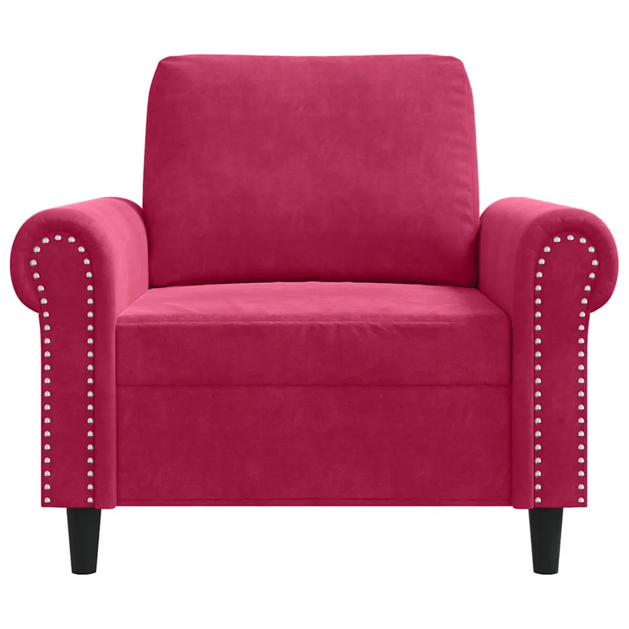 Fauteuil Rouge bordeaux 60 cm Velours - 4