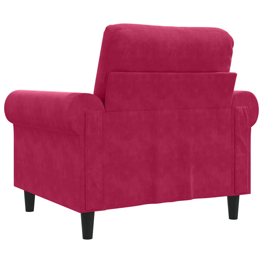 Fauteuil Rouge bordeaux 60 cm Velours - 6