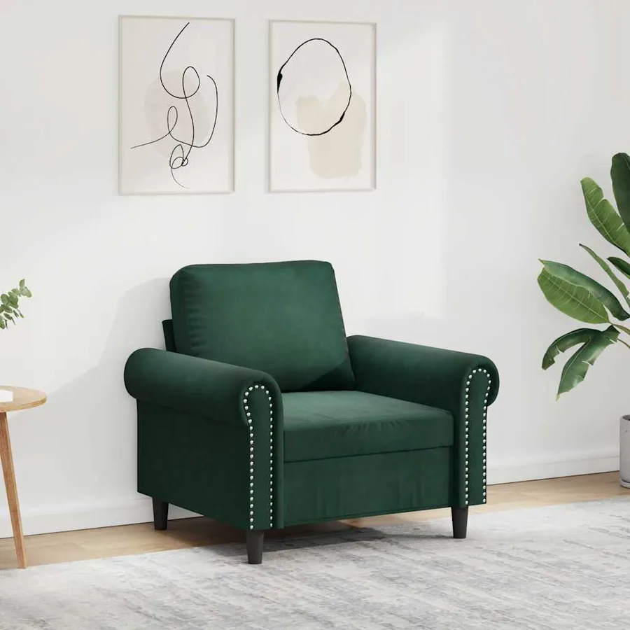 Fauteuil Vert foncé 60 cm Velours