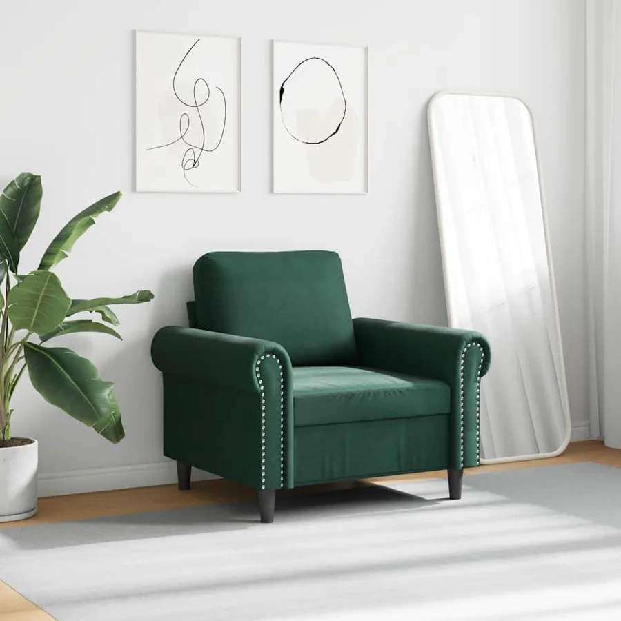 Fauteuil Vert foncé 60 cm Velours - 3