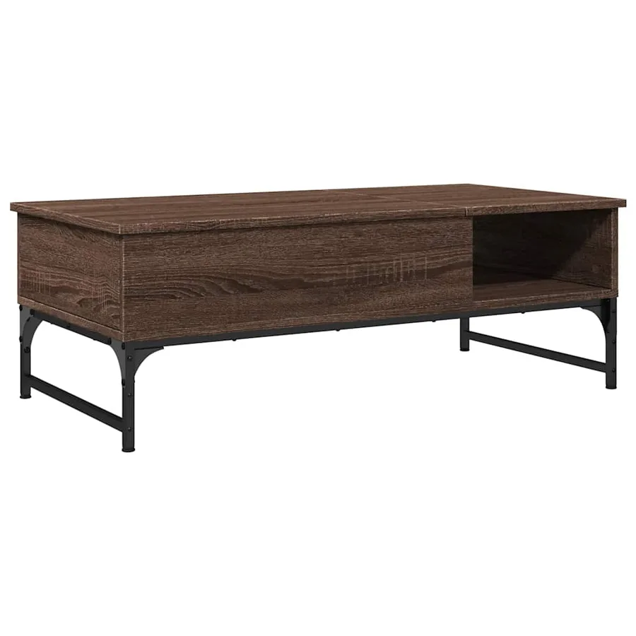 Table basse chêne marron 100x50x35cm bois d'ingénierie et métal - 7