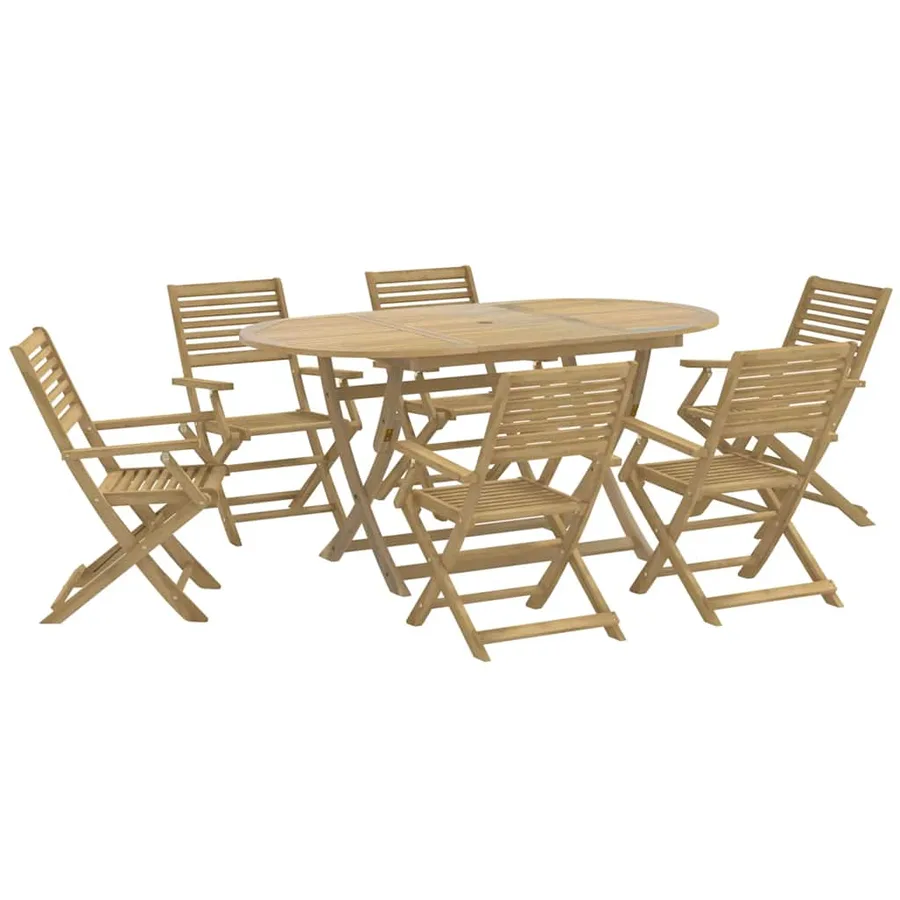 Ensemble à manger de jardin 7 pcs Bois d'acacia solide - 2