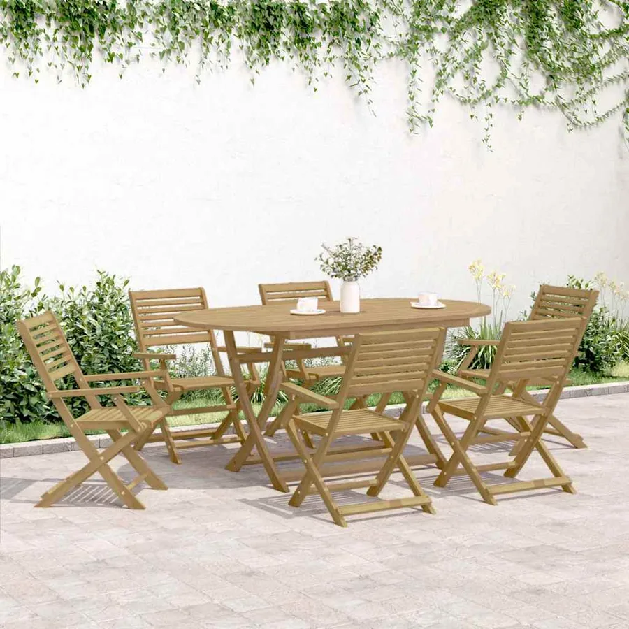 Ensemble à manger de jardin 7 pcs Bois d'acacia solide - 3