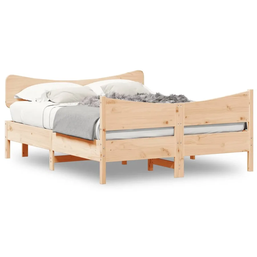 Cadre de lit sans matelas 135x190 cm bois de pin massif - 2
