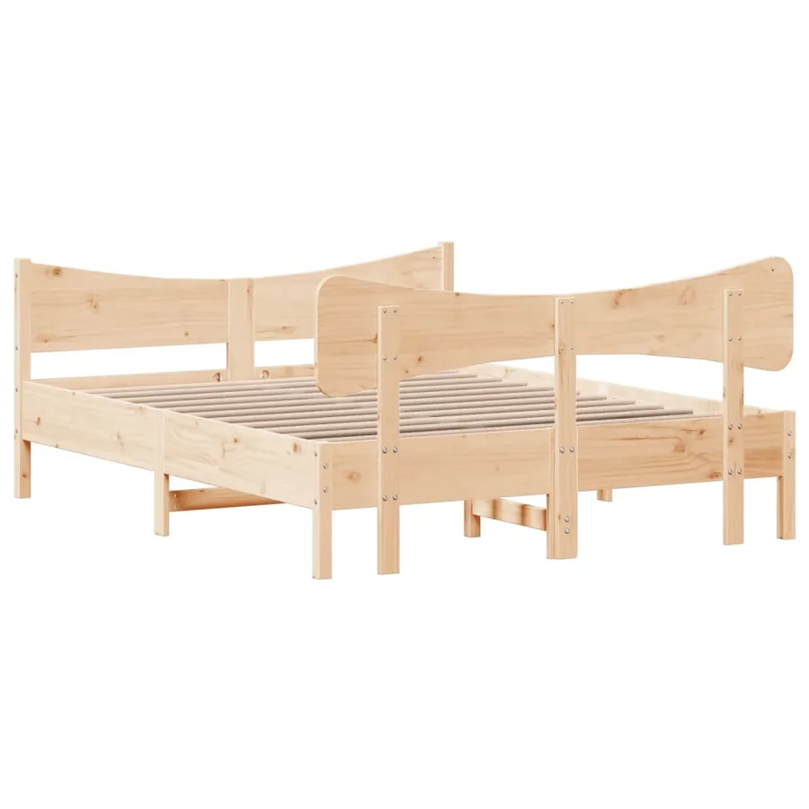 Cadre de lit sans matelas 135x190 cm bois de pin massif - 6