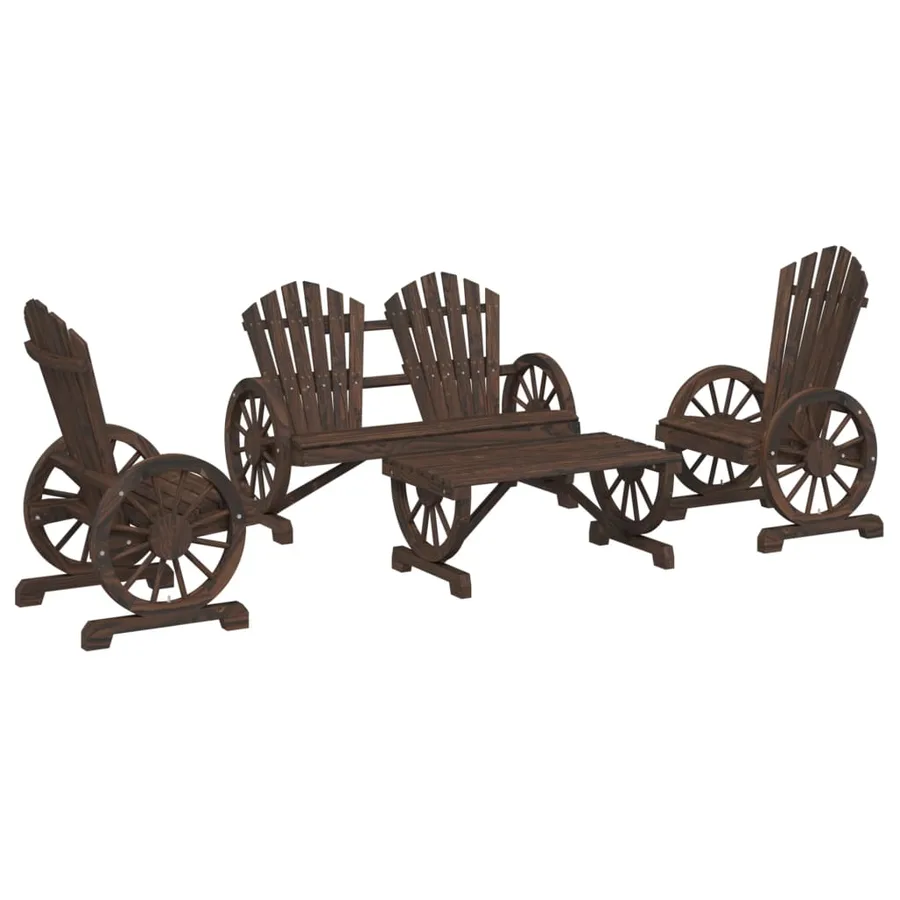 Salon de jardin 4 pcs bois de sapin massif - 2