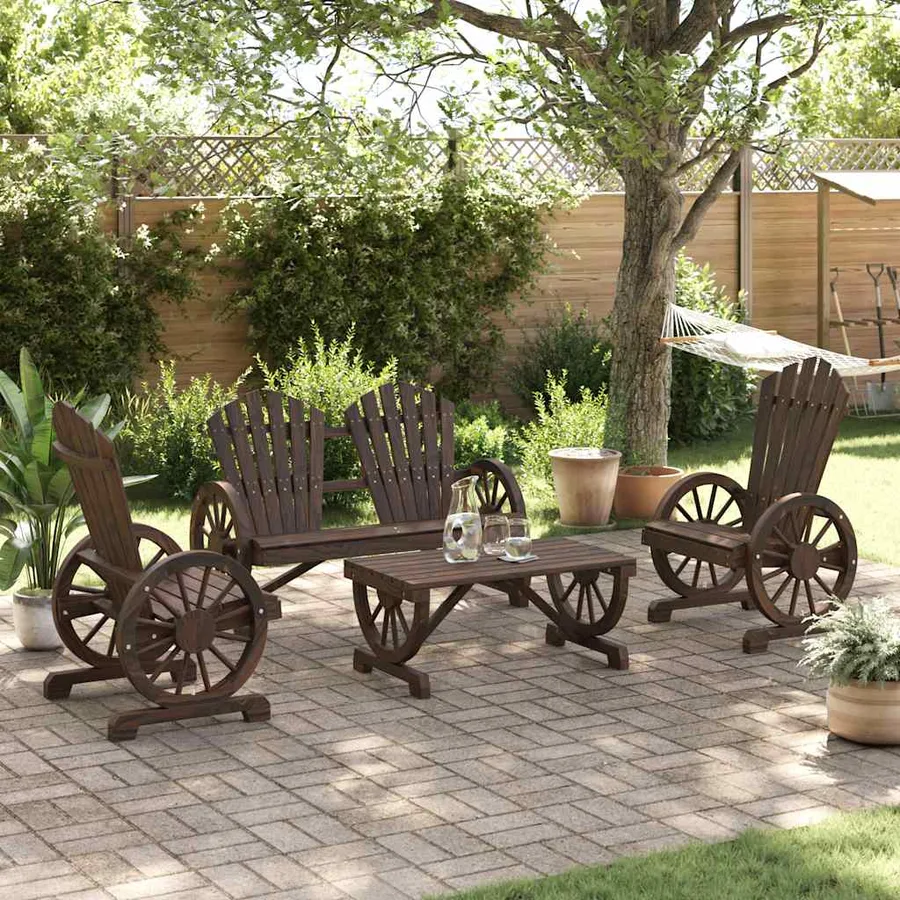 Salon de jardin 4 pcs bois de sapin massif - 3