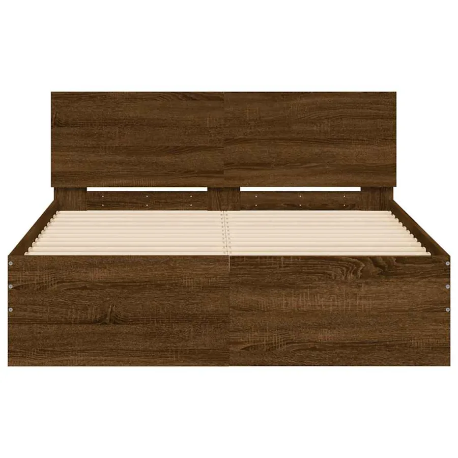Cadre de lit avec tête de lit et LED chêne marron 140x190 cm - 7