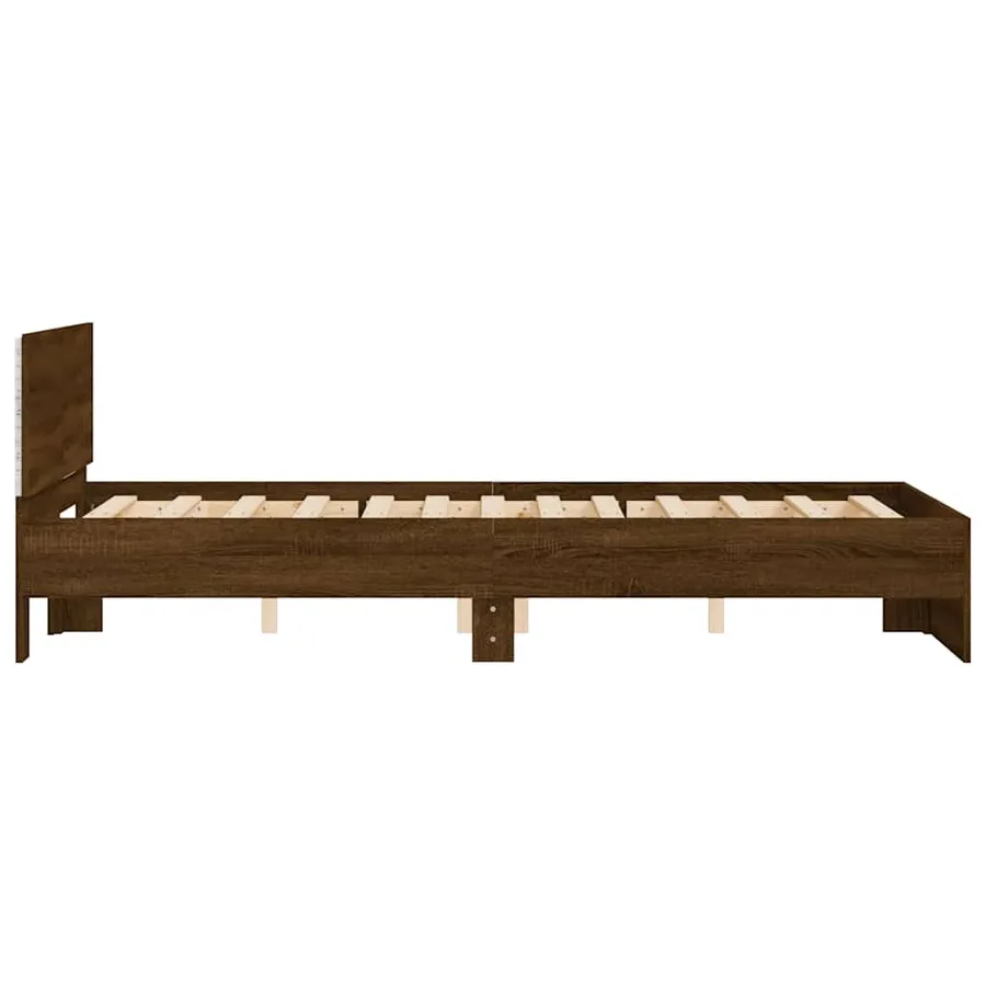 Cadre de lit avec tête de lit et LED chêne marron 140x190 cm - 8