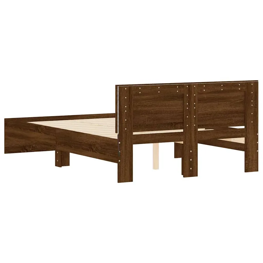 Cadre de lit avec tête de lit et LED chêne marron 140x190 cm - 9