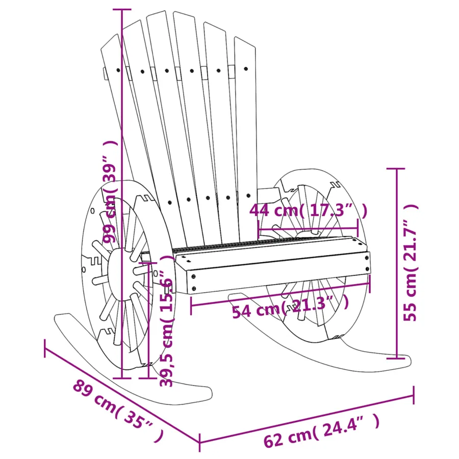 Chaise à bascule Adirondack bois de sapin massif - 9