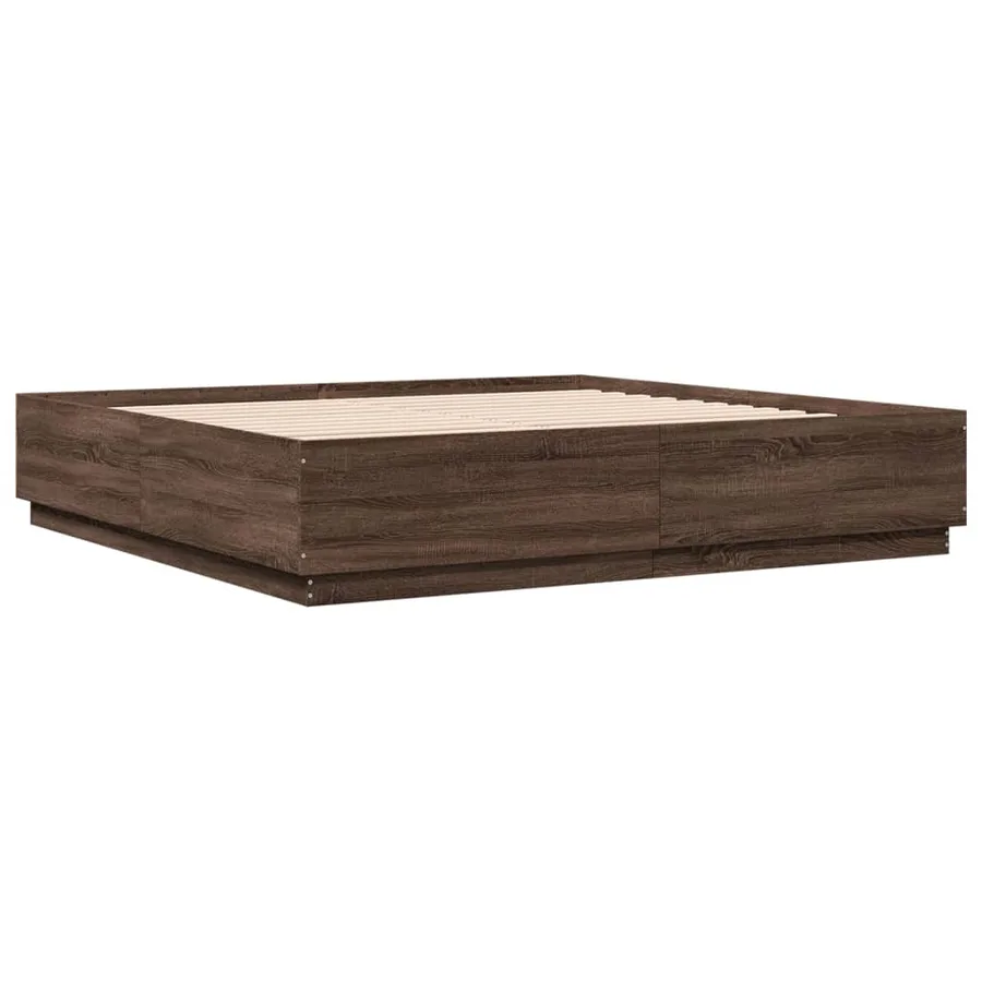Cadre de lit avec LED sans matelas chêne marron 180x200 cm - 3