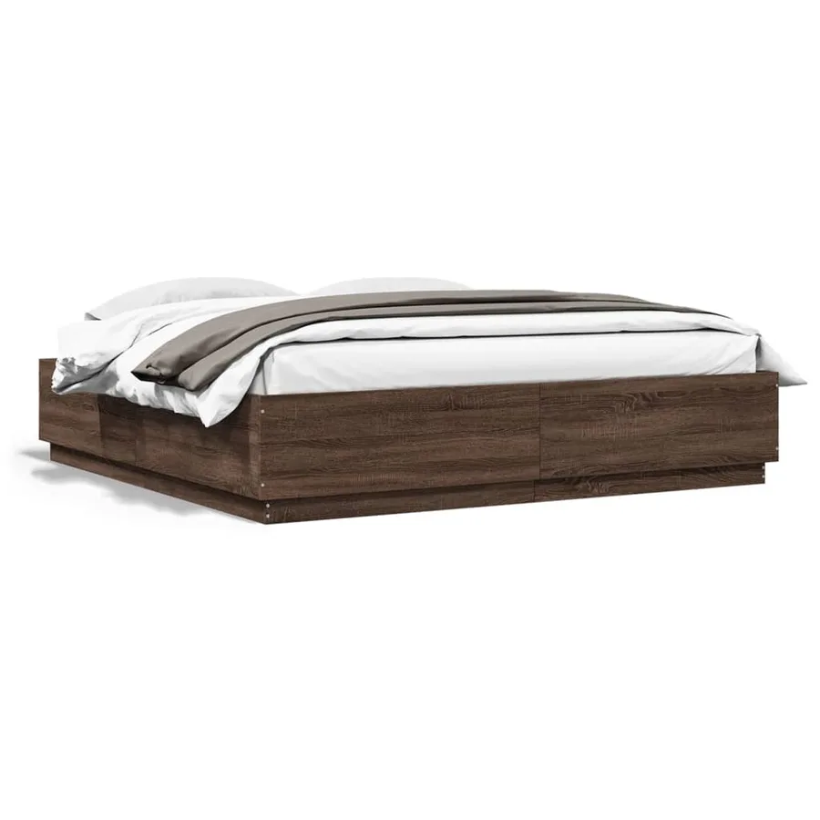 Cadre de lit avec LED sans matelas chêne marron 180x200 cm - 5