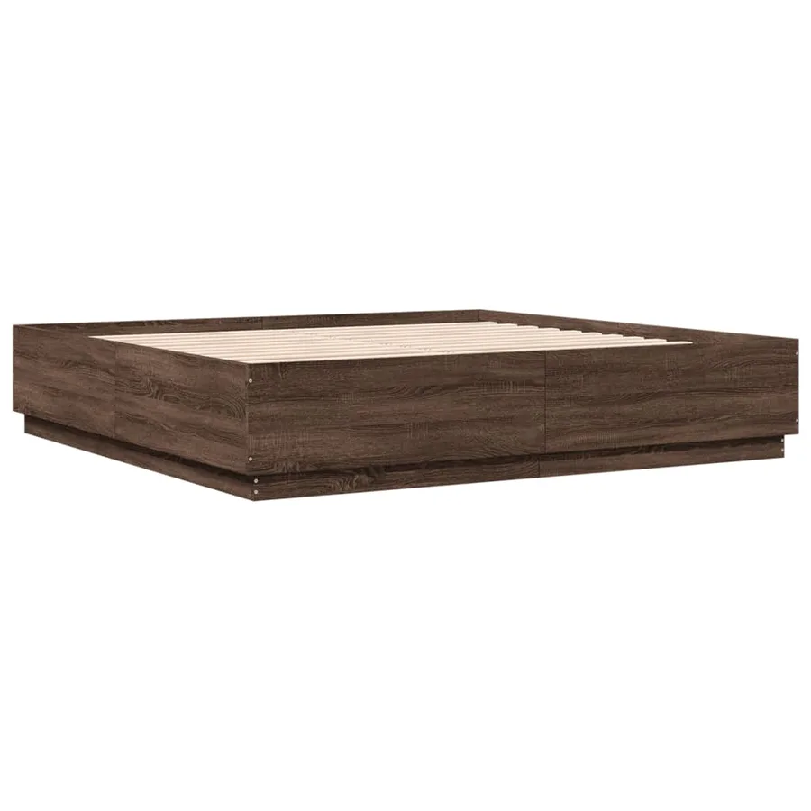 Cadre de lit avec LED sans matelas chêne marron 180x200 cm - 8