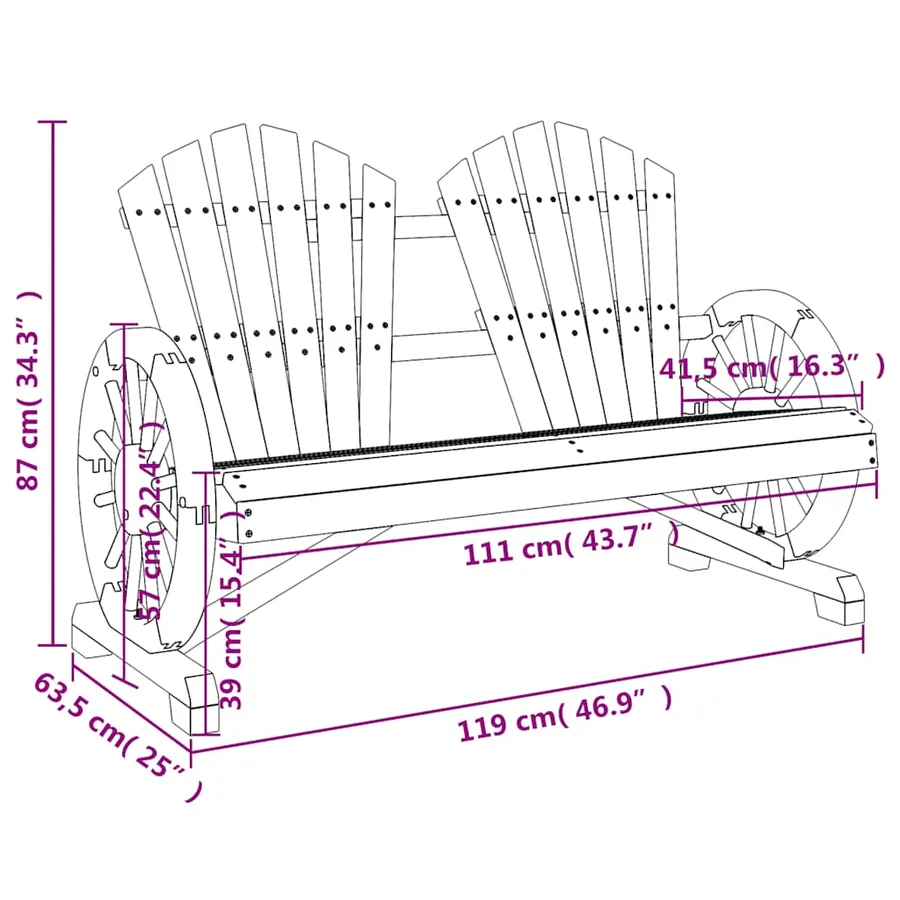 Chaise de jardin Adirondack 2 places bois de sapin massif - 9