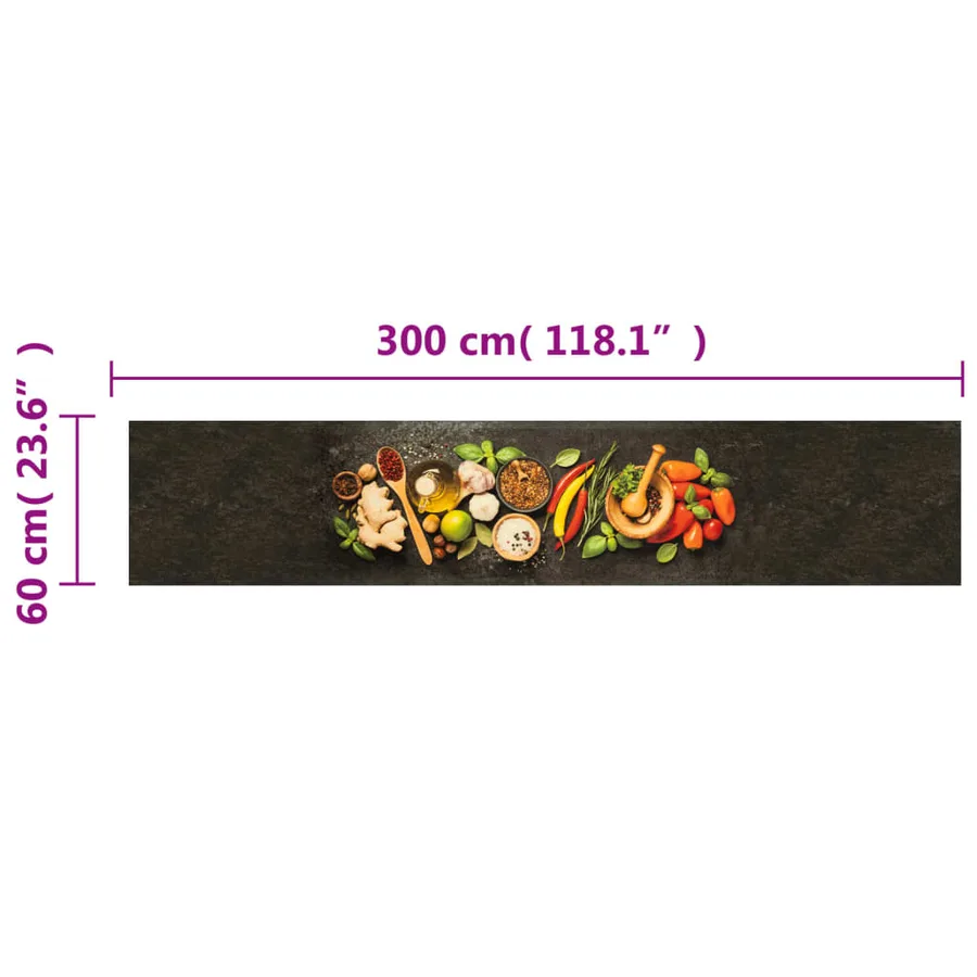 Tapis de cuisine lavable impression d'épices 60x300 cm velours - 5