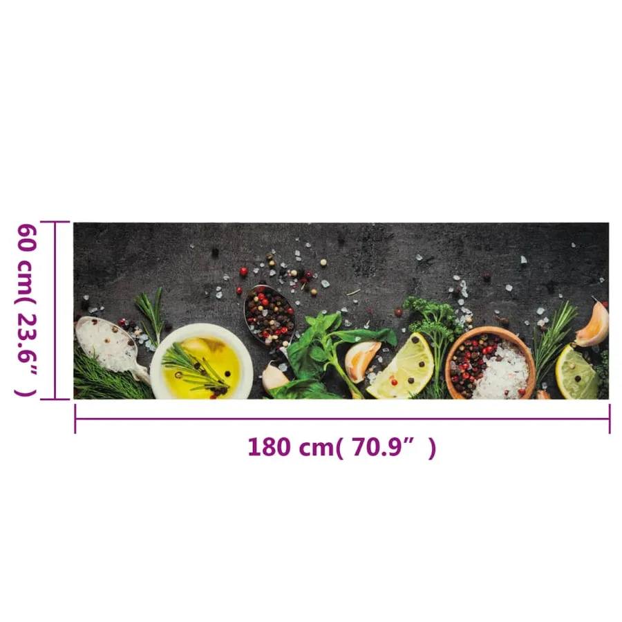Tapis de cuisine lavable impression d'épices 60x180 cm velours - 5
