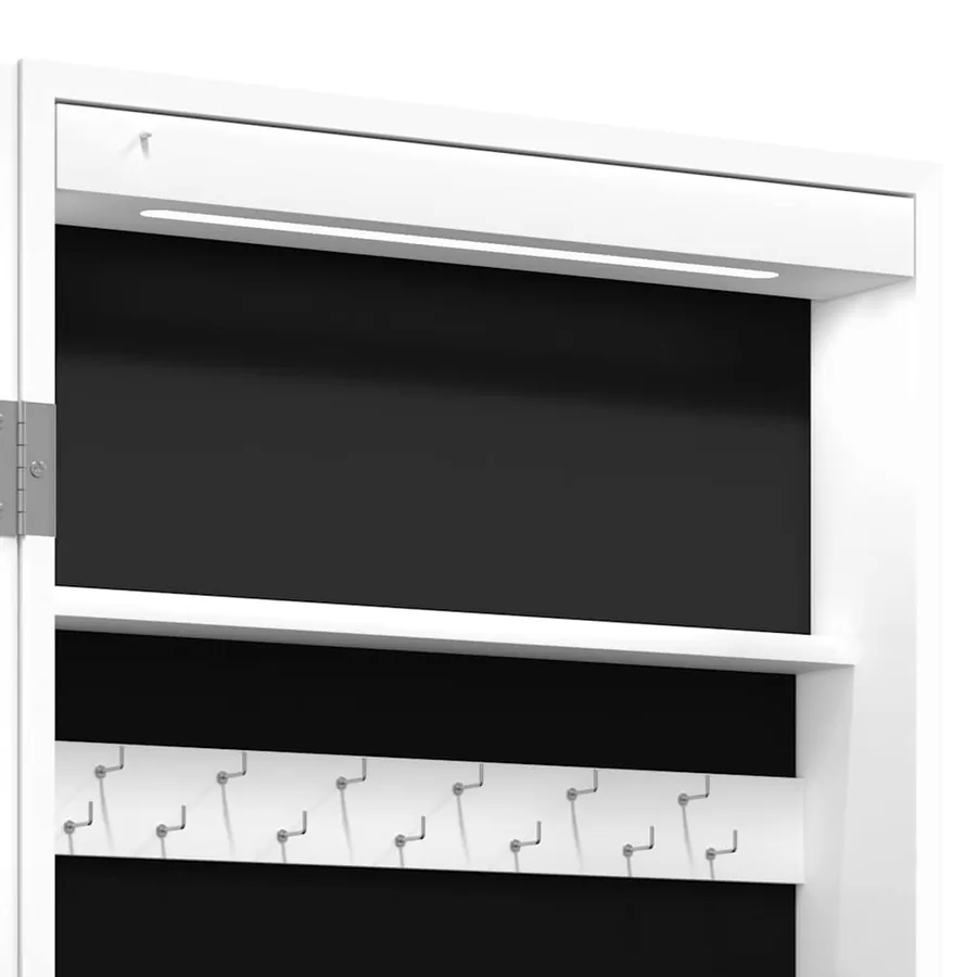 Armoire à bijoux miroir avec lumières LED sur pied blanc - 11