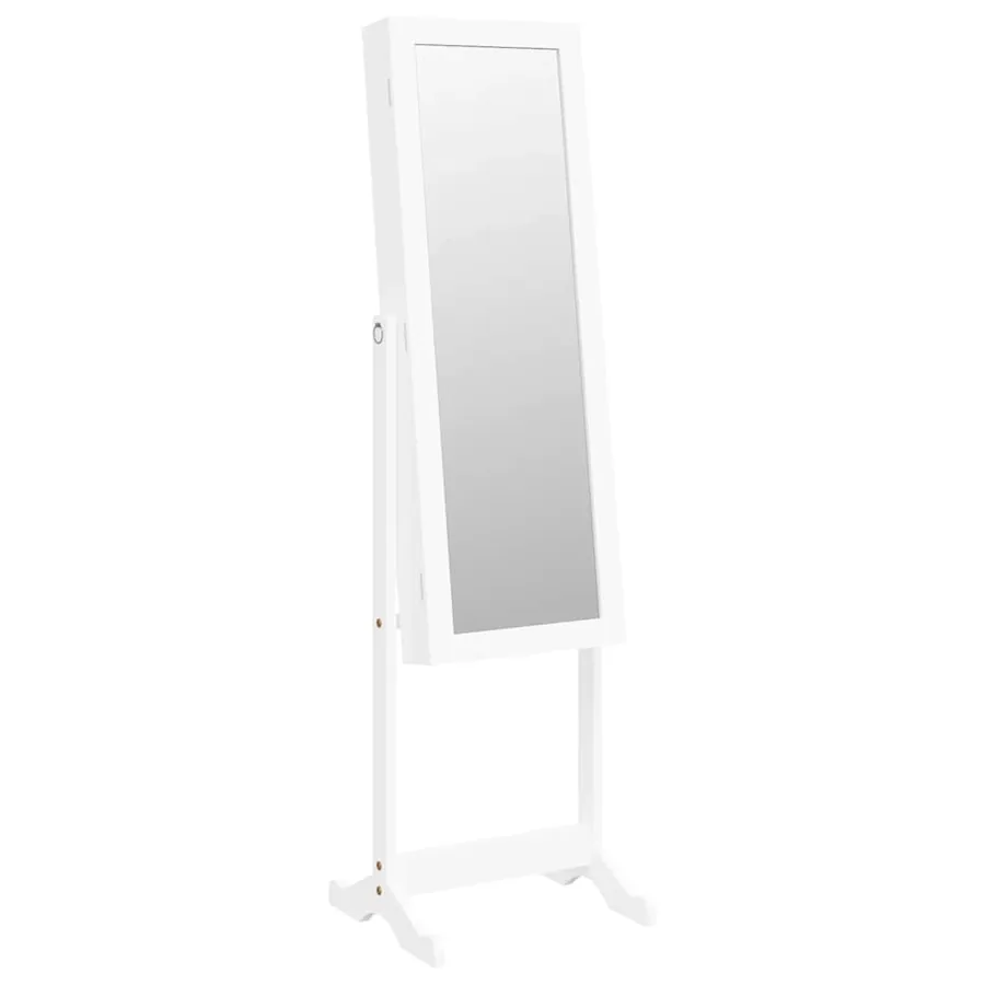Armoire à bijoux miroir avec lumières LED sur pied blanc - 2