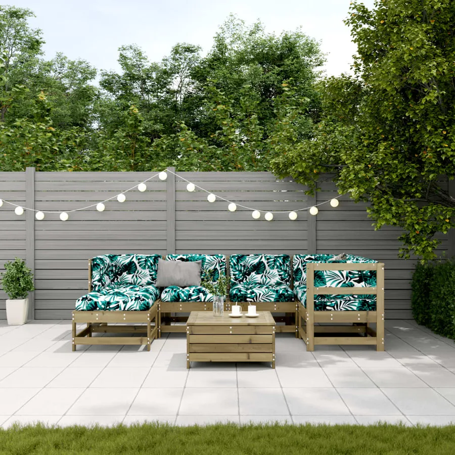 Salon de jardin 7 pcs avec coussins bois de pin imprégné - 3